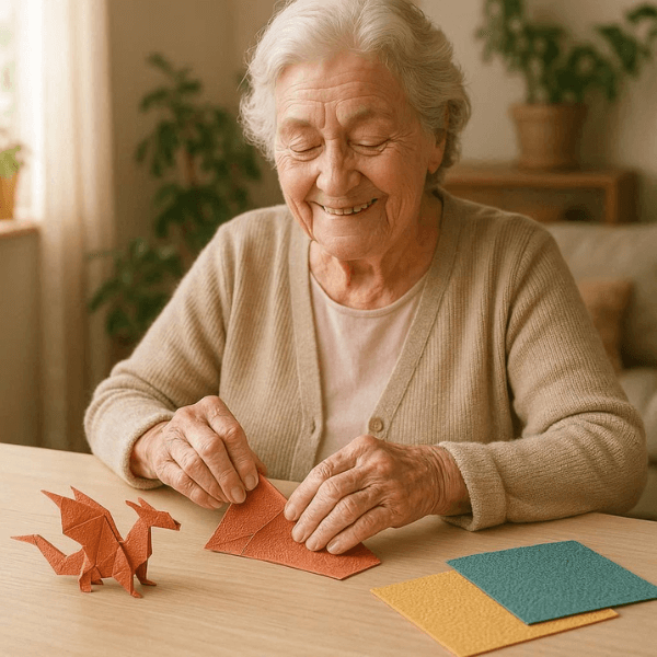 Origami de Dragão para Idosos com Artrite usando Papel Texturizado